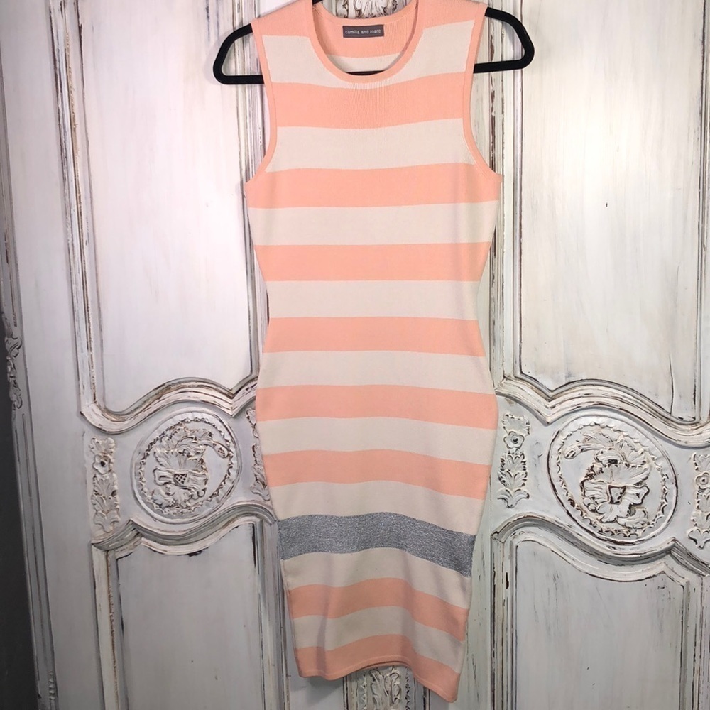 Camilla and Marc Bodycon Knit Stripe Sleeveless Dress Size S-M